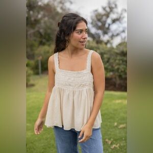 Neuflora Emilia Blouse in Tan size small